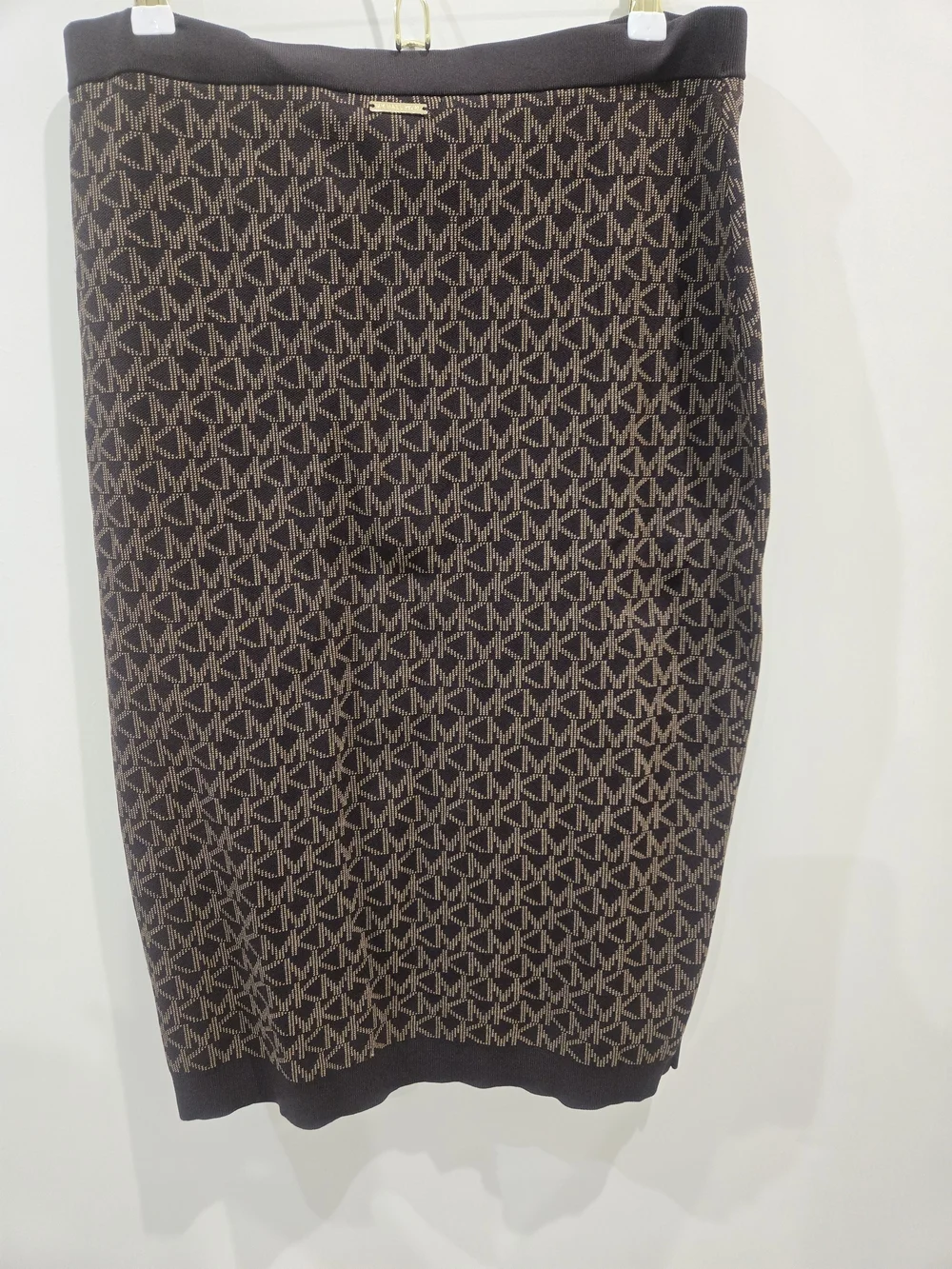 MICHAEL Michael Kors Brown and Black Logo Knit Pencil Skirt